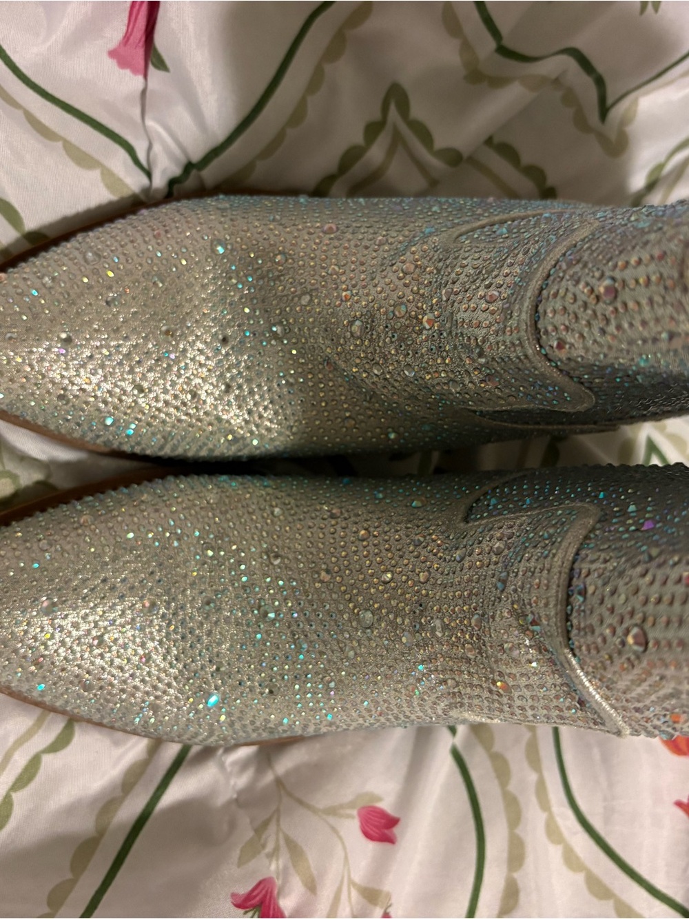 Sparkling Silver Women's Pointed Toe Booties
